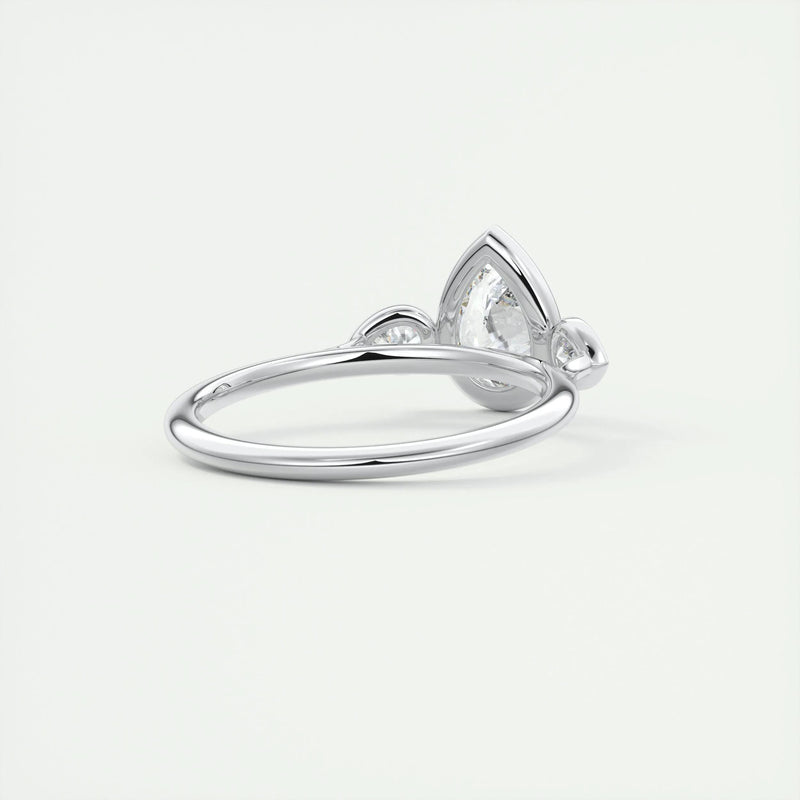 2.0 Ct Pear Bezel Three Stone Moissanite Diamond Engagement Ring