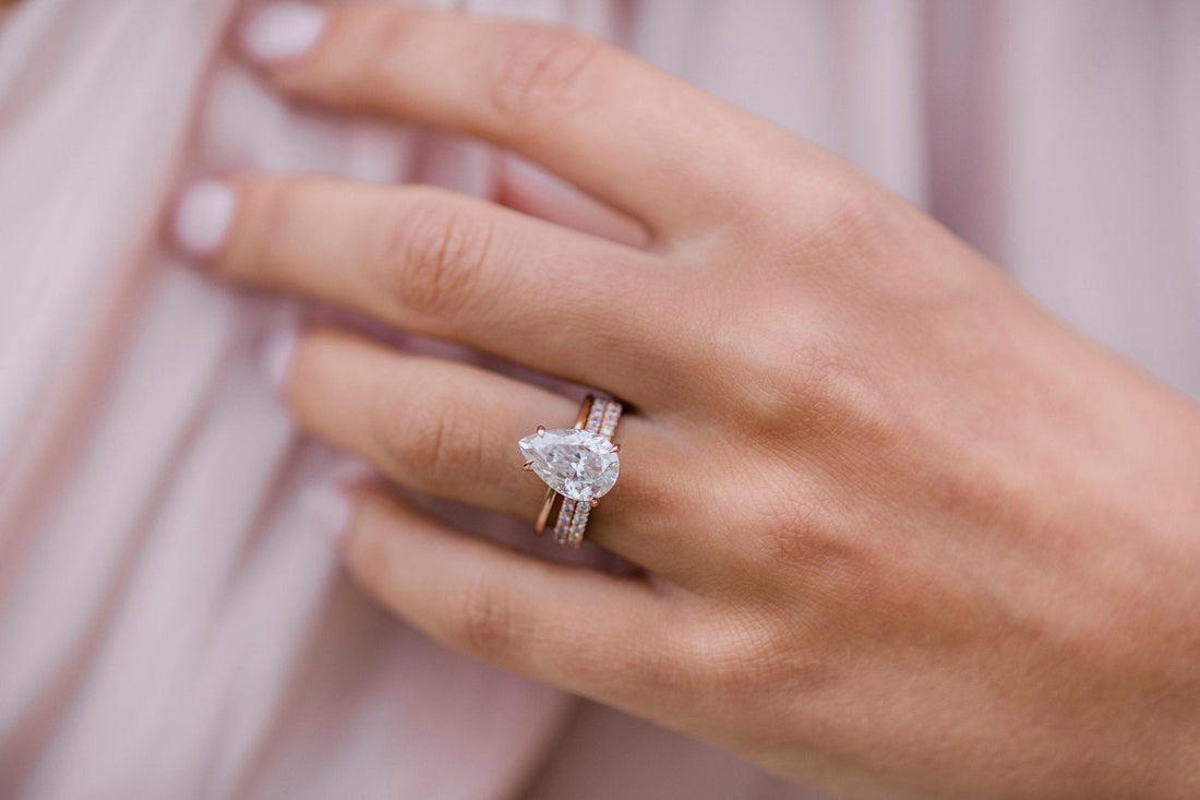 3.20CT Pear Cut Moissanite Solitaire Engagement Ring