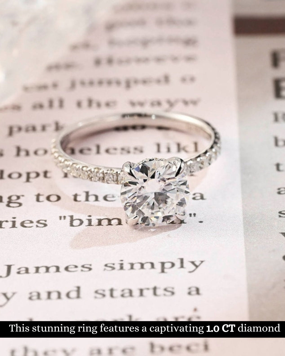 1.0-3.0 CT Round CVD Diamond Hidden Halo Pave Setting Engagement Ring