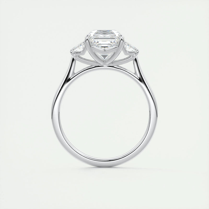 2.0 ct Asscher Three Stone Moissanite Diamond Engagement Ring