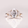2.0 - 4.0 CT Oval G/VS2 CVD Diamond Three Stone Engagement Ring