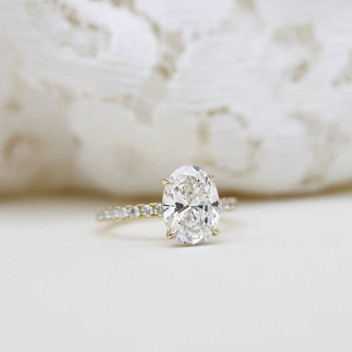 2.25CT Oval Moissanite Solitaire Pave Setting Engagement Ring