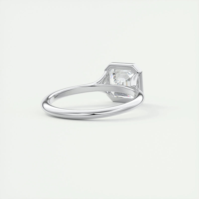 2.0 Ct Asscher Bezel Solitaire Moissanite Engagement Ring