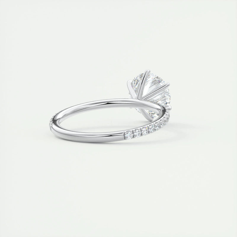 2.0 Ct  Round Cut Pave Moissanite  Diamond Engagement Ring