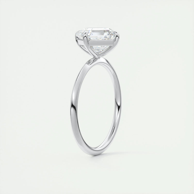 2.0 Ct Asscher Solitaire Moissanite Diamond  Engagement Ring