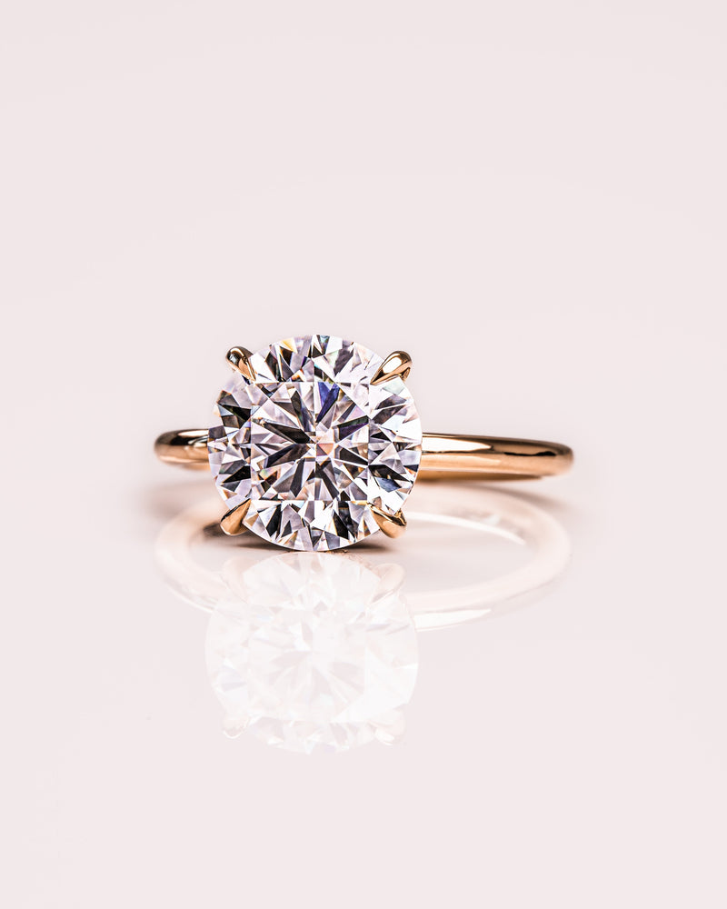 1.08 - 3.08 CT Round  CVD Diamond Hidden Halo Engagement Ring