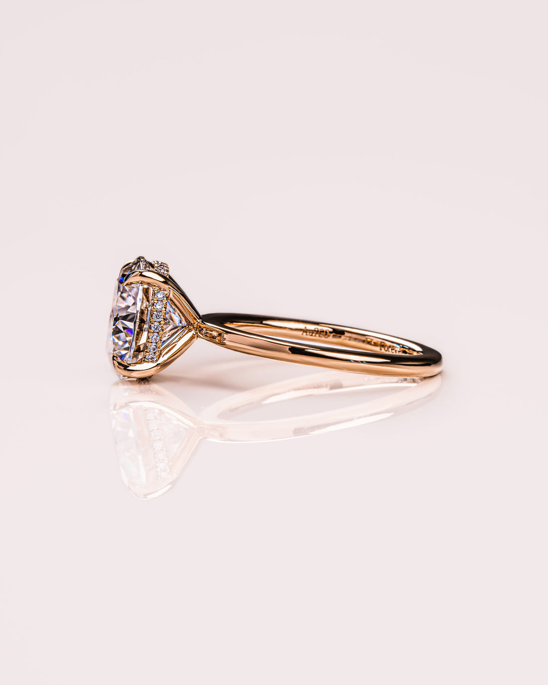 1.08 - 3.08 CT Round  CVD Diamond Hidden Halo Engagement Ring