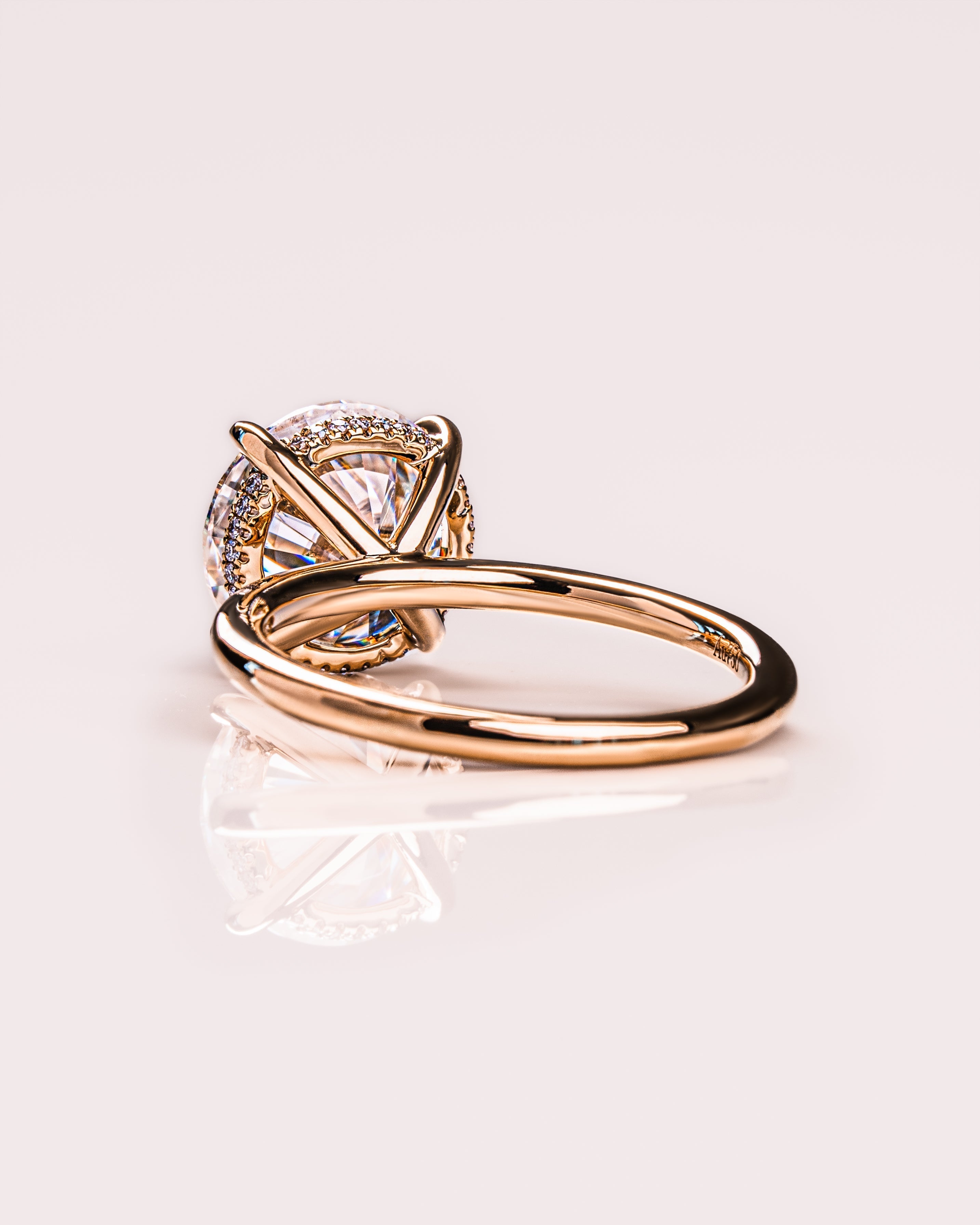 1.08 - 3.08 CT Round  CVD Diamond Hidden Halo Engagement Ring