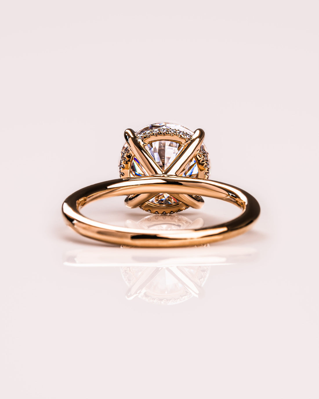1.08 - 3.08 CT Round  CVD Diamond Hidden Halo Engagement Ring