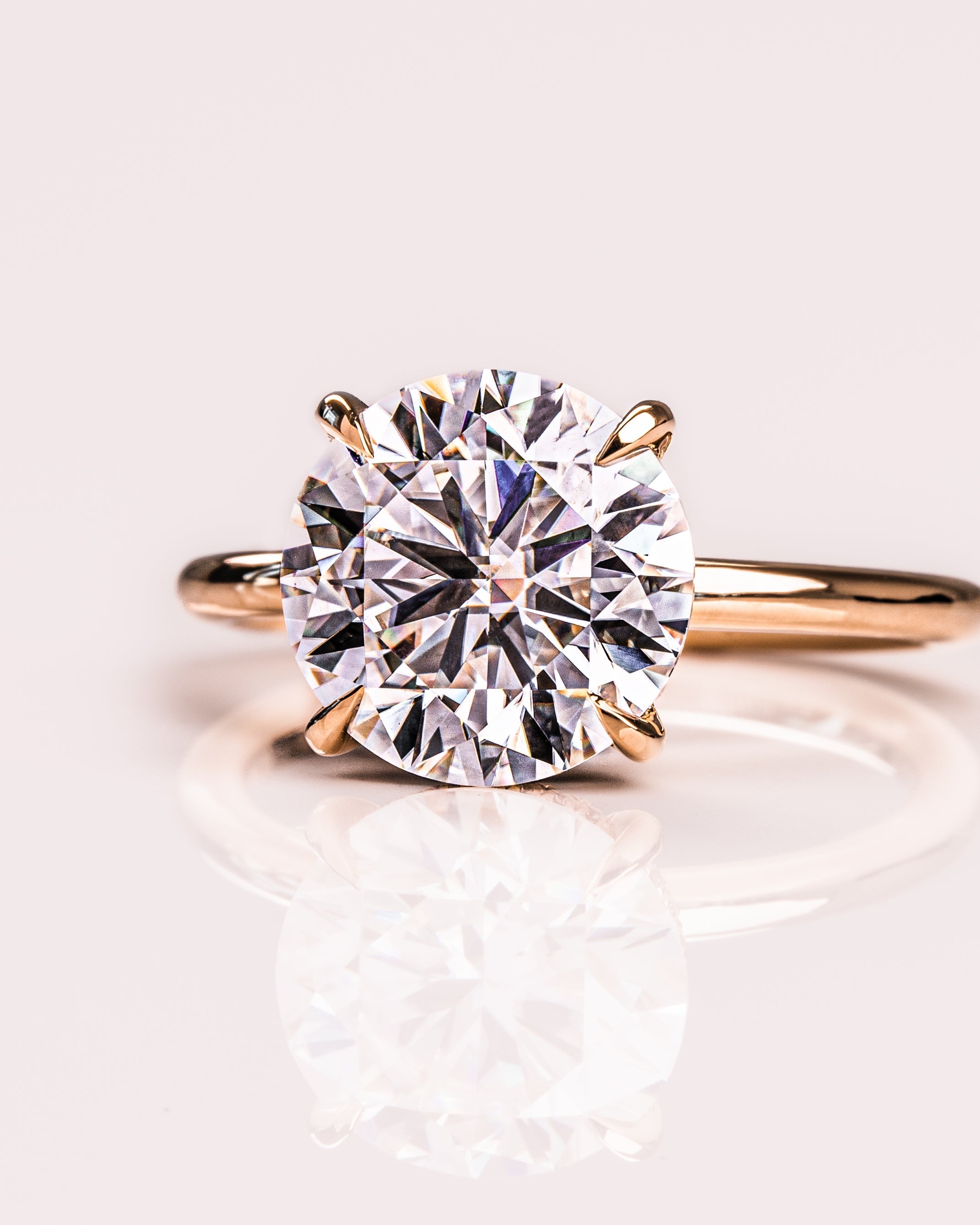 1.08 - 3.08 CT Round  CVD Diamond Hidden Halo Engagement Ring