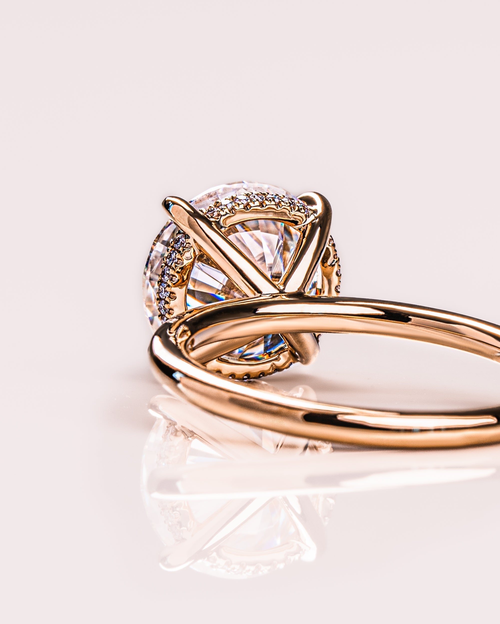 1.08 - 3.08 CT Round  CVD Diamond Hidden Halo Engagement Ring