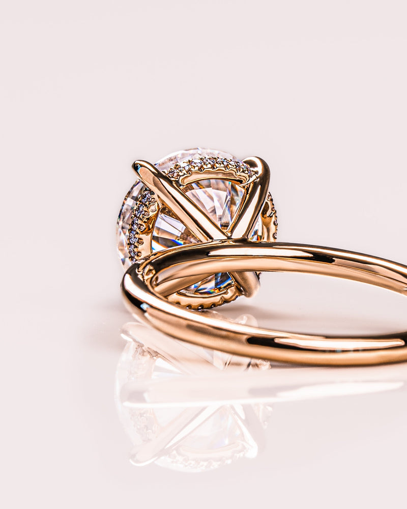 1.08 - 3.08 CT Round  CVD Diamond Hidden Halo Engagement Ring