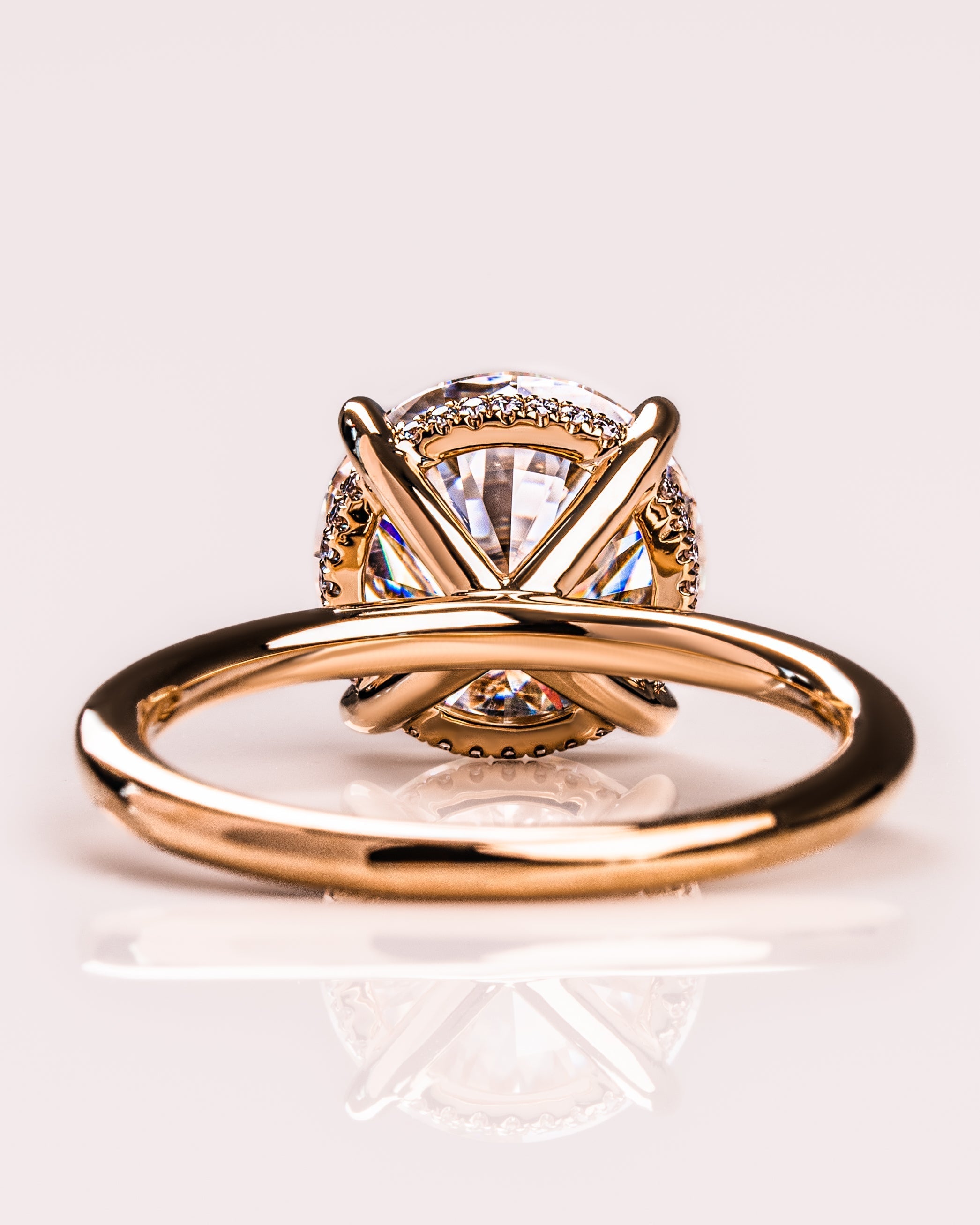 1.08 - 3.08 CT Round  CVD Diamond Hidden Halo Engagement Ring