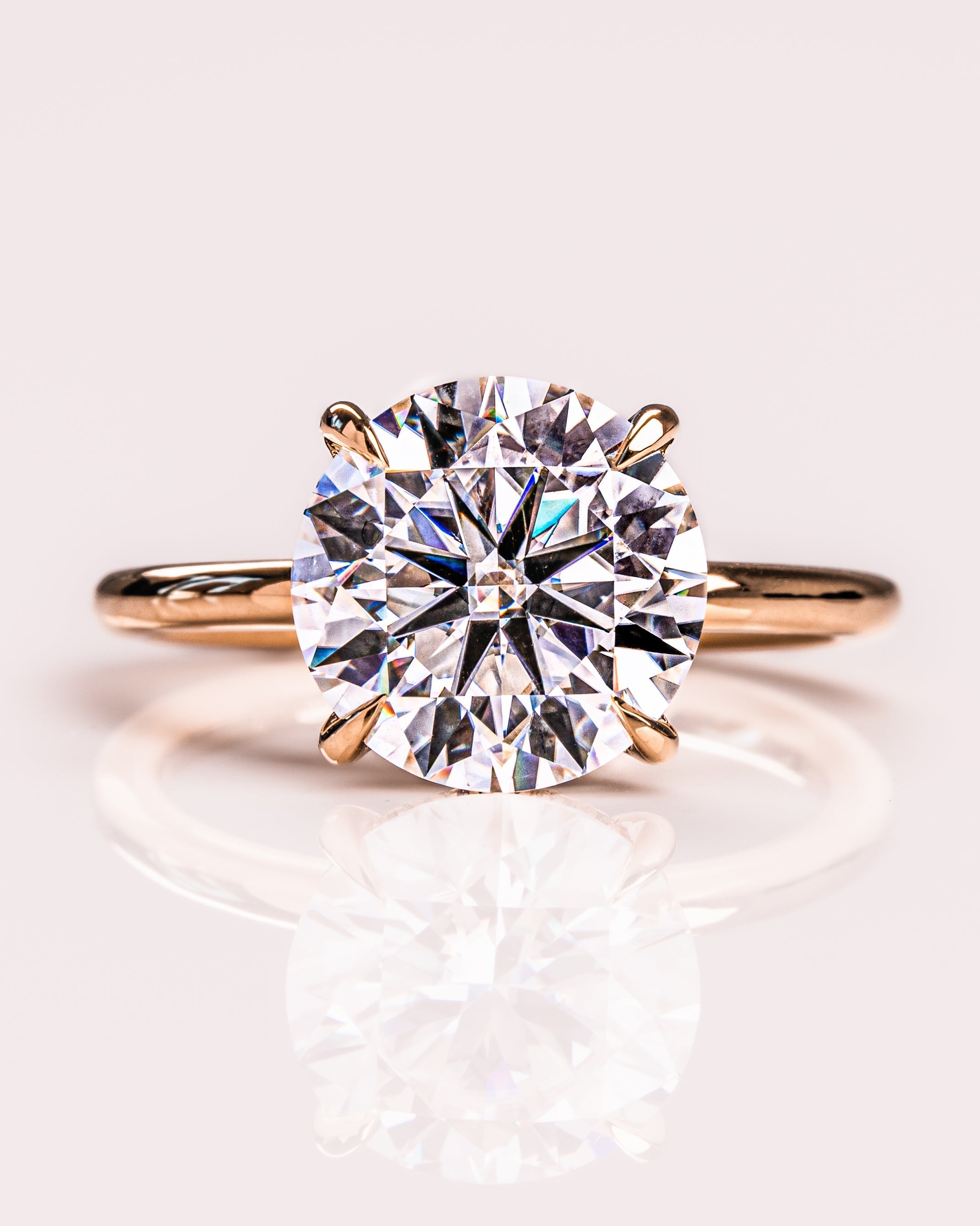 1.08 - 3.08 CT Round  CVD Diamond Hidden Halo Engagement Ring