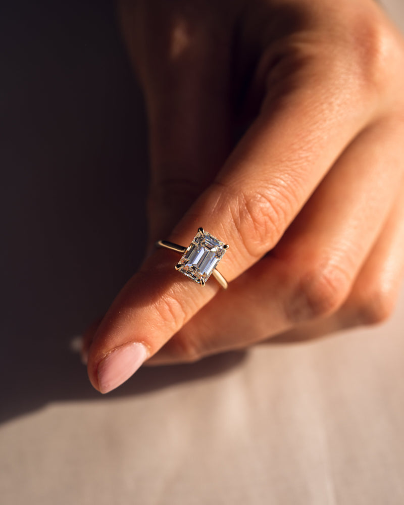 1.24 CT-3.24 CT Emerald CVD Diamond Hidden Halo Engagement Ring