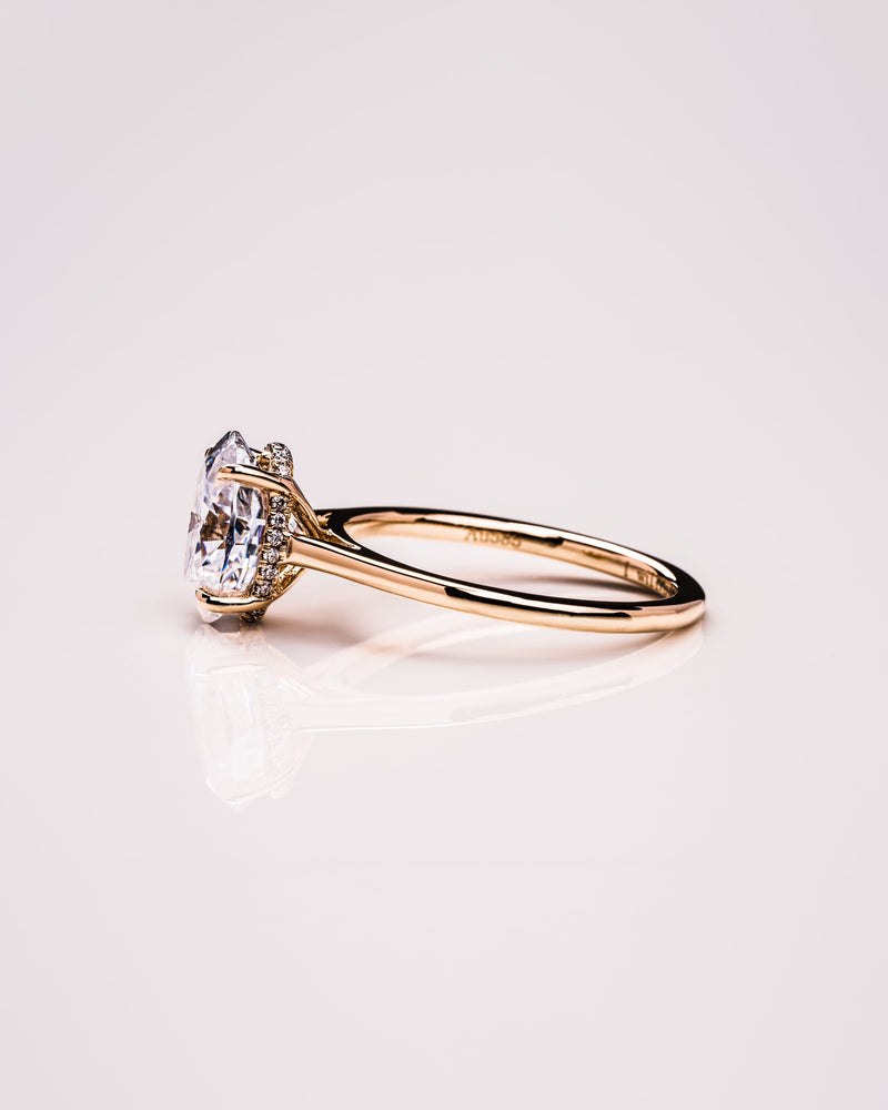 1.50 -3.72 CT Oval  CVD Diamond Hidden Halo Engagement Ring