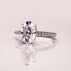 1.0 - 3.72 CT Oval CVD Diamond Hidden Halo Pave Setting Engagement Ring
