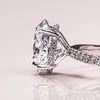 1.0 - 3.72 CT Oval CVD Diamond Hidden Halo Pave Setting Engagement Ring