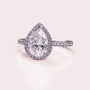 1.93-3.93 CT Pear  CVD Diamond Halo Pave Setting Engagement Ring