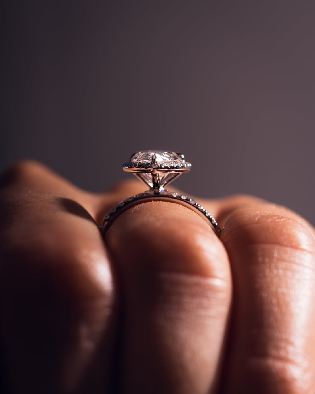 1.93-3.93 CT Pear  CVD Diamond Halo Pave Setting Engagement Ring