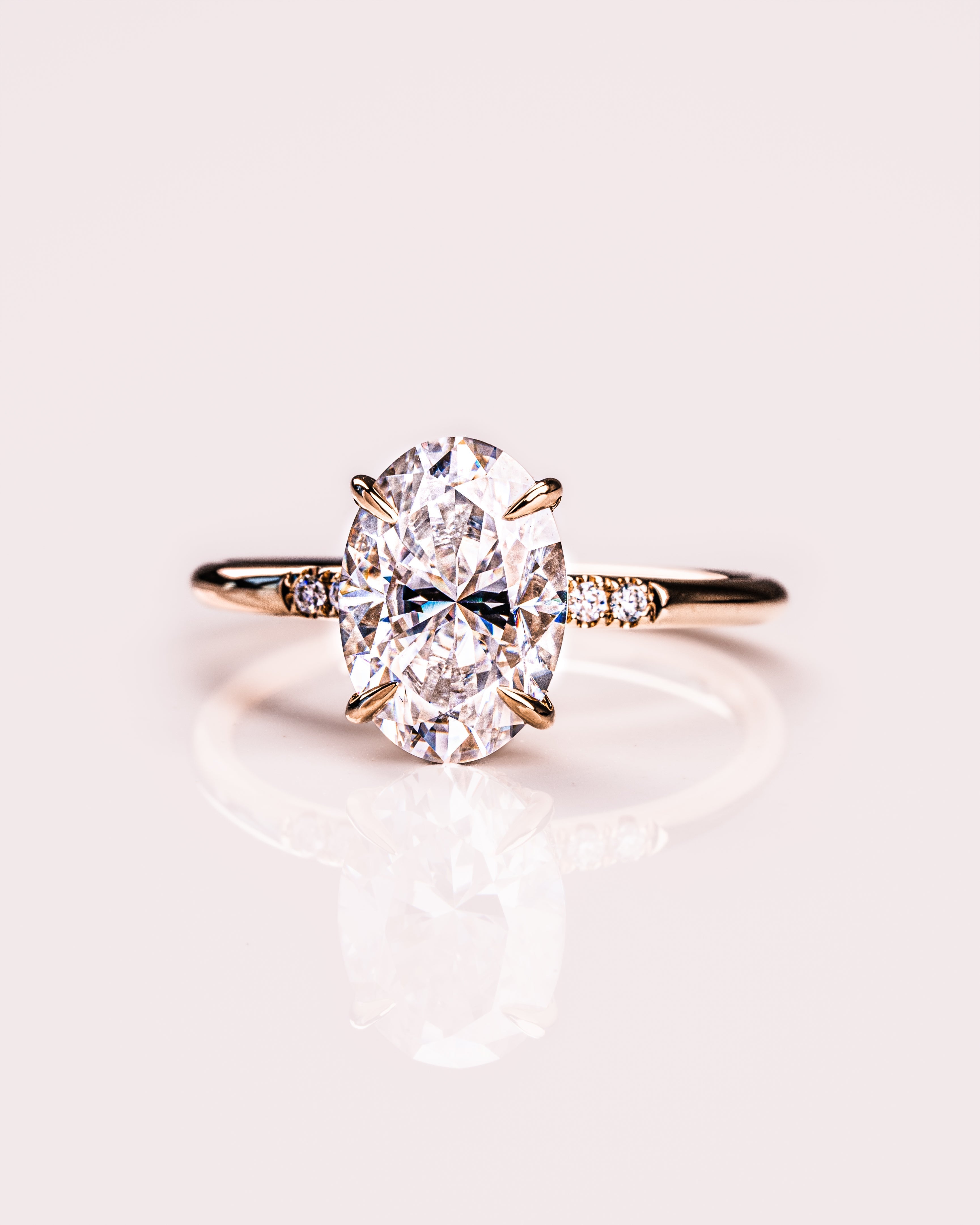 1.72-3.72 CT Oval  CVD Diamond Hidden Halo Engagement Ring