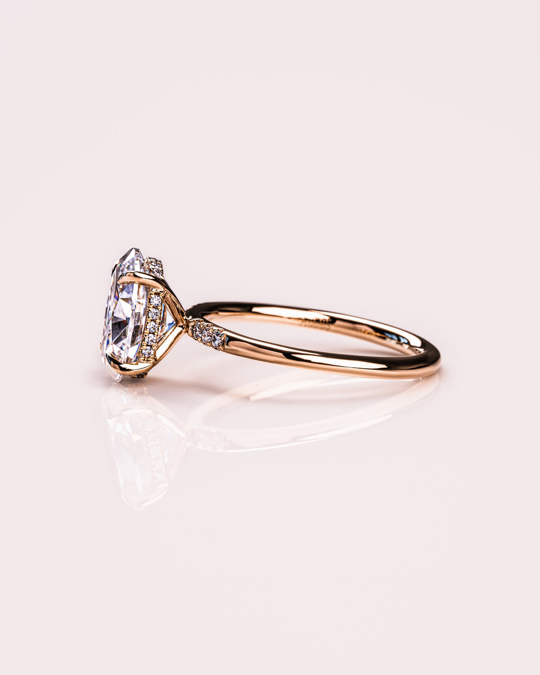 1.72-3.72 CT Oval  CVD Diamond Hidden Halo Engagement Ring