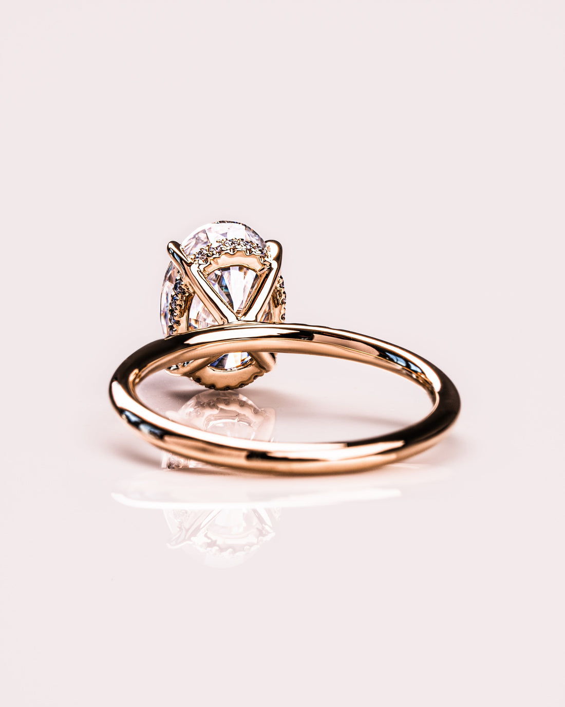 1.72-3.72 CT Oval  CVD Diamond Hidden Halo Engagement Ring
