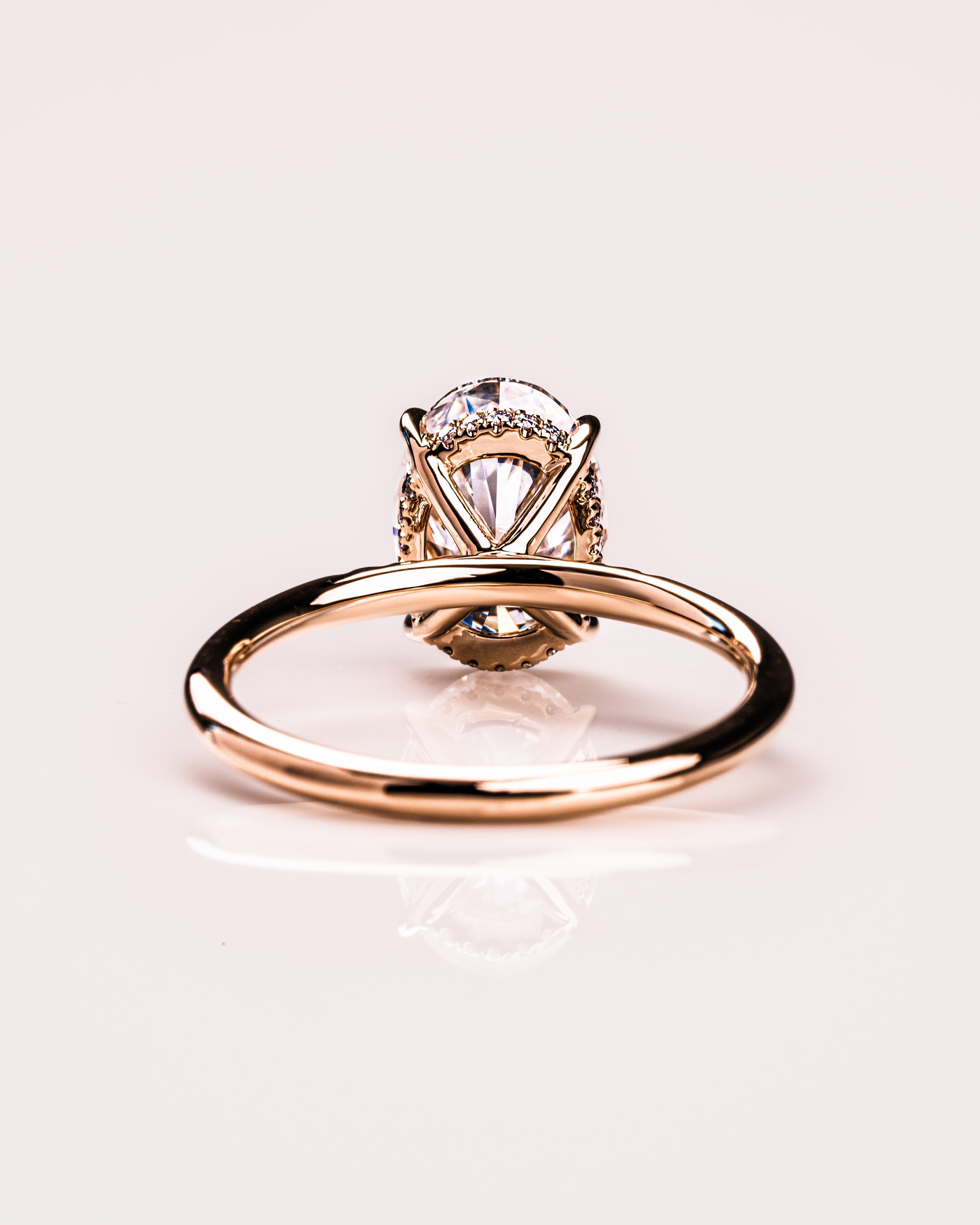 1.72-3.72 CT Oval  CVD Diamond Hidden Halo Engagement Ring