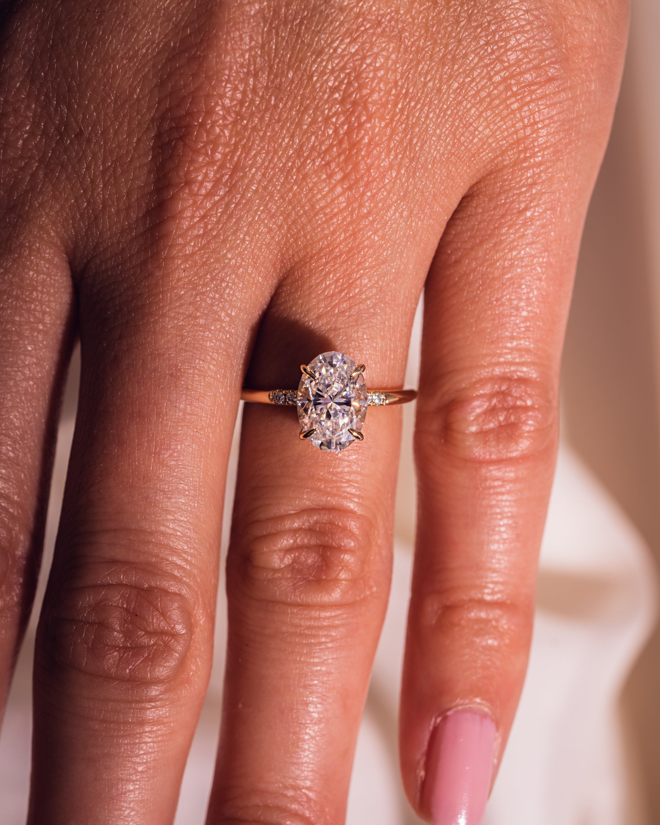 1.72-3.72 CT Oval  CVD Diamond Hidden Halo Engagement Ring