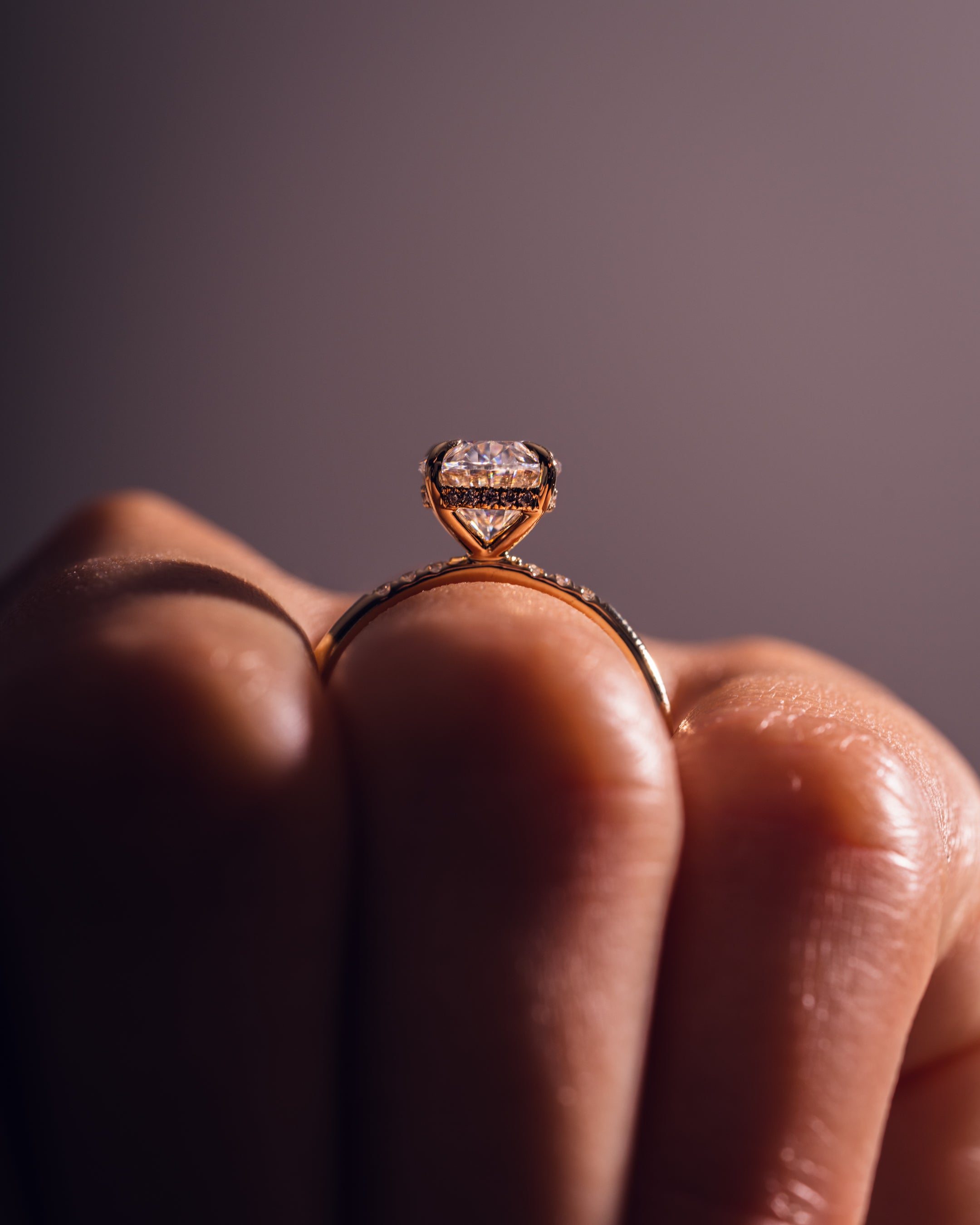 1.72-3.72 CT Oval  CVD Diamond Hidden Halo Engagement Ring