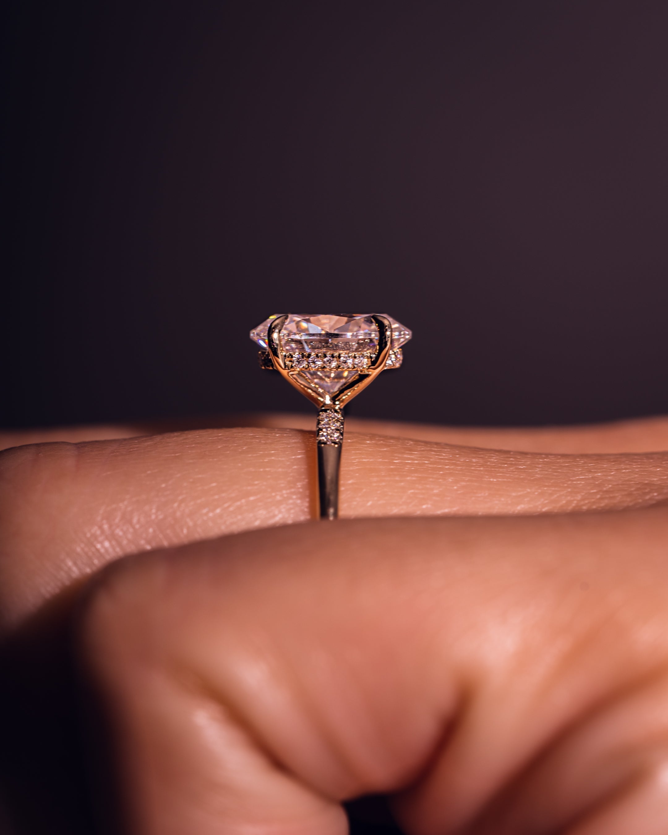 1.72-3.72 CT Oval  CVD Diamond Hidden Halo Engagement Ring