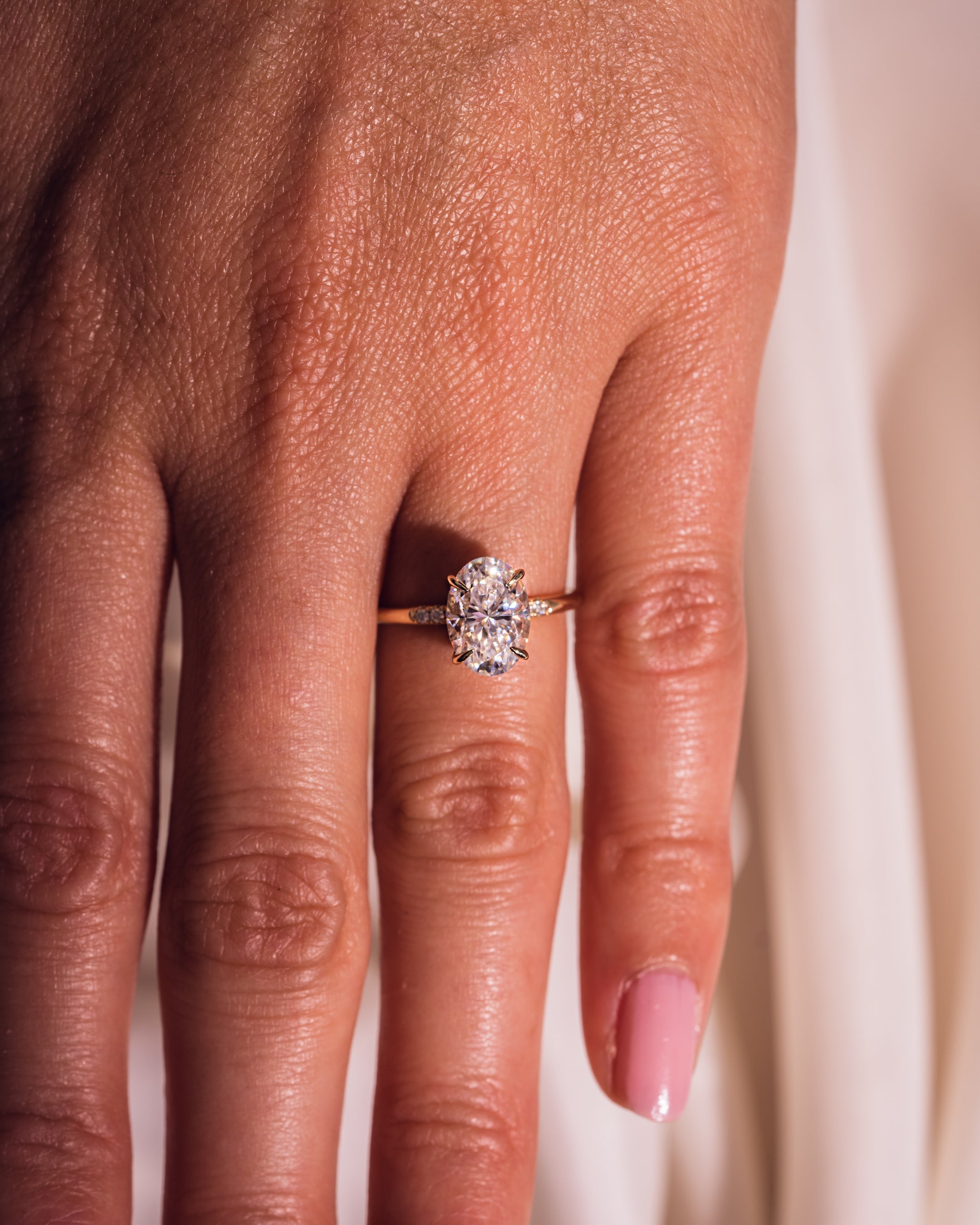 1.72-3.72 CT Oval  CVD Diamond Hidden Halo Engagement Ring