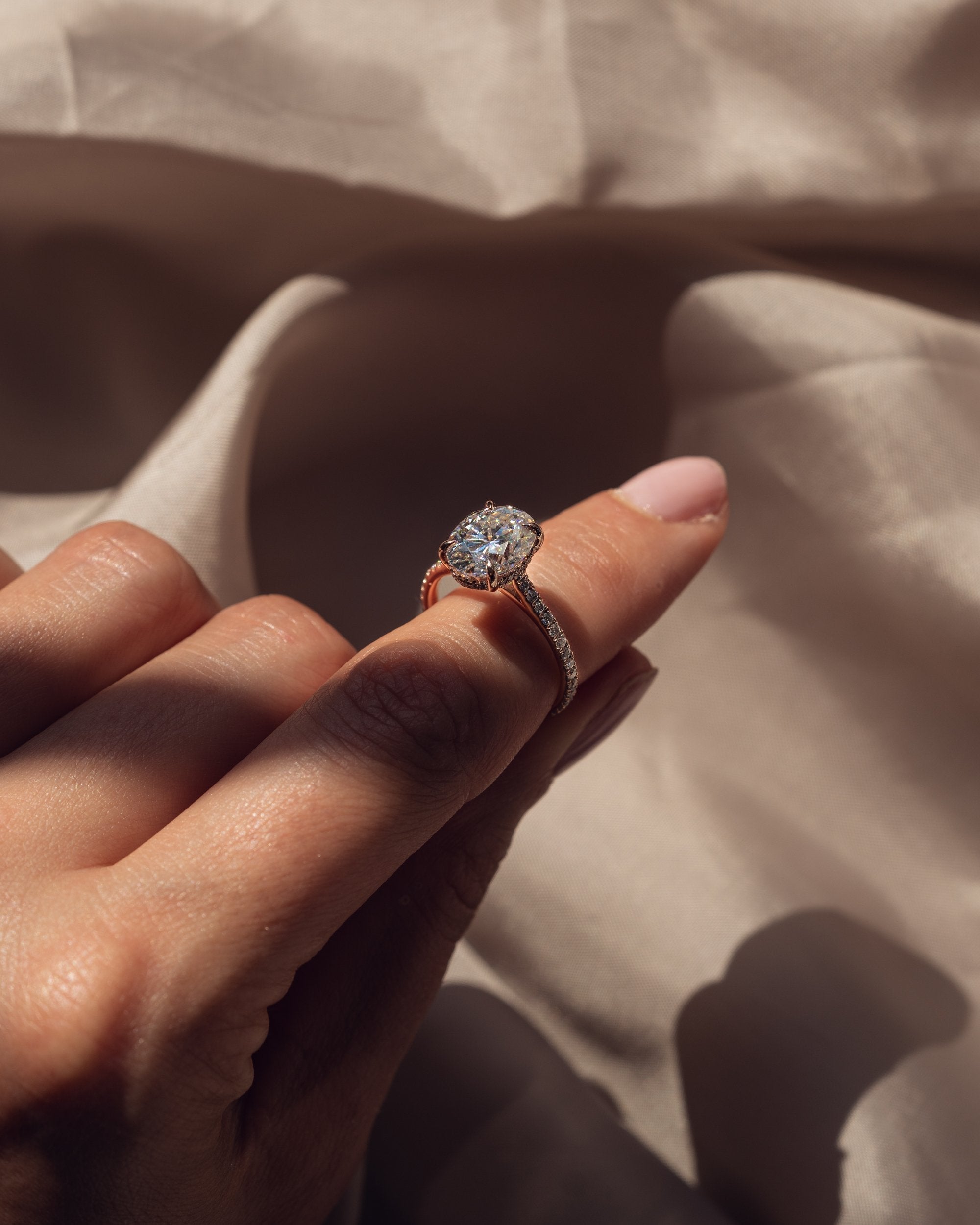 2.80CT Oval Moissanite Hidden Halo Pave Setting Engagement Ring