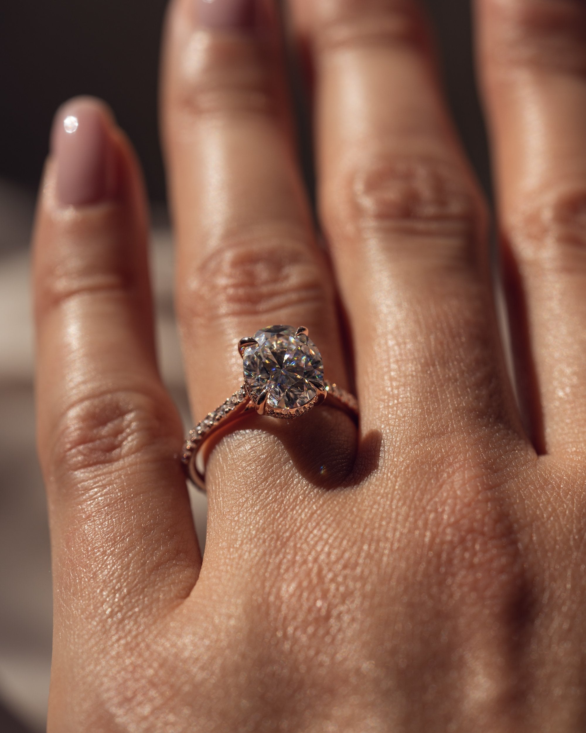 2.80CT Oval Moissanite Hidden Halo Pave Setting Engagement Ring