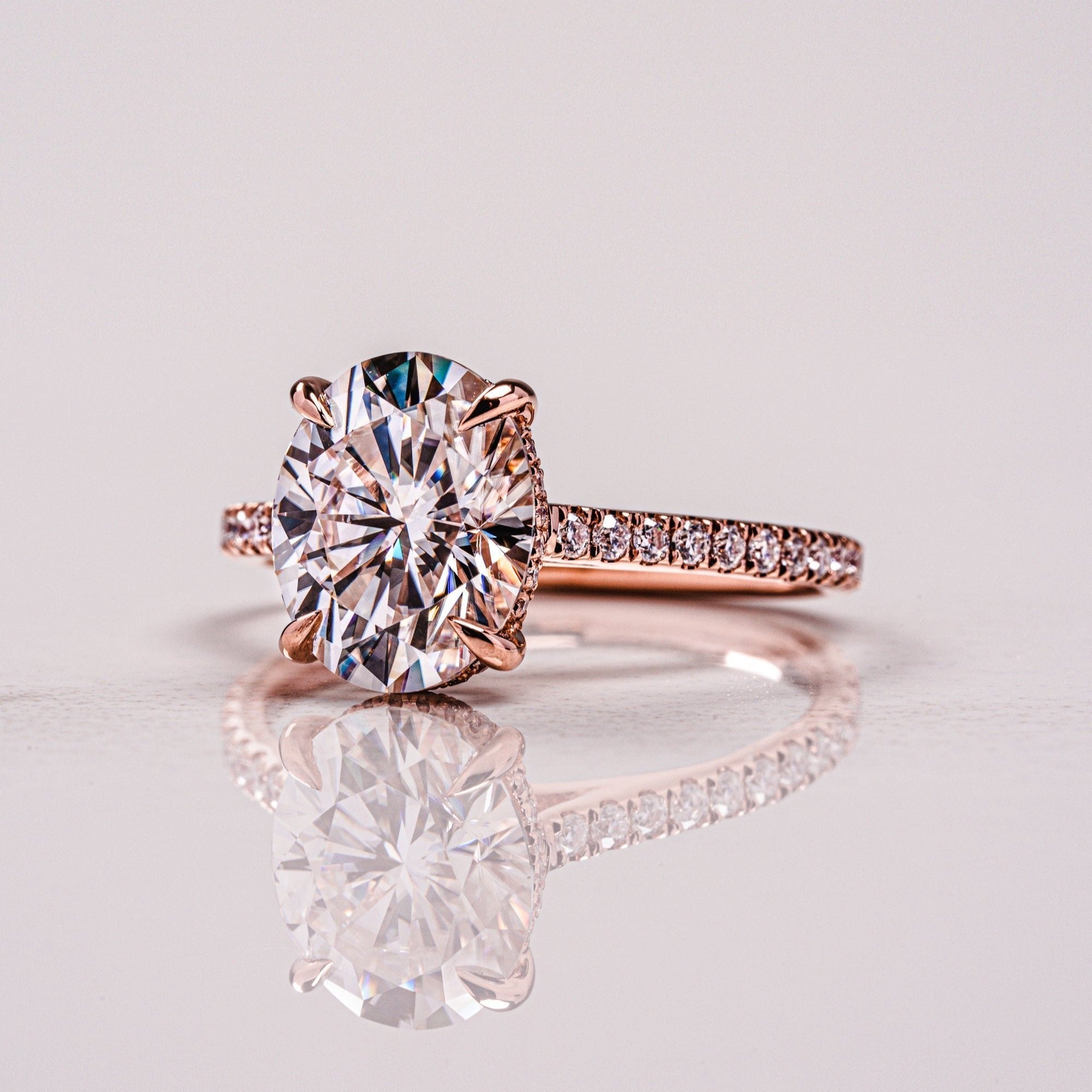 2.80CT Oval Moissanite Hidden Halo Pave Setting Engagement Ring