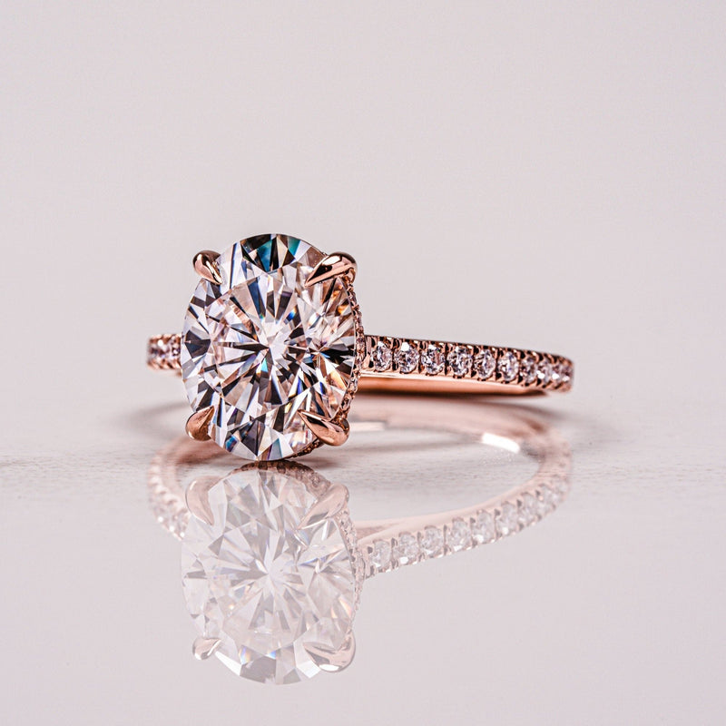 2.80CT Oval Moissanite Hidden Halo Pave Setting Engagement Ring