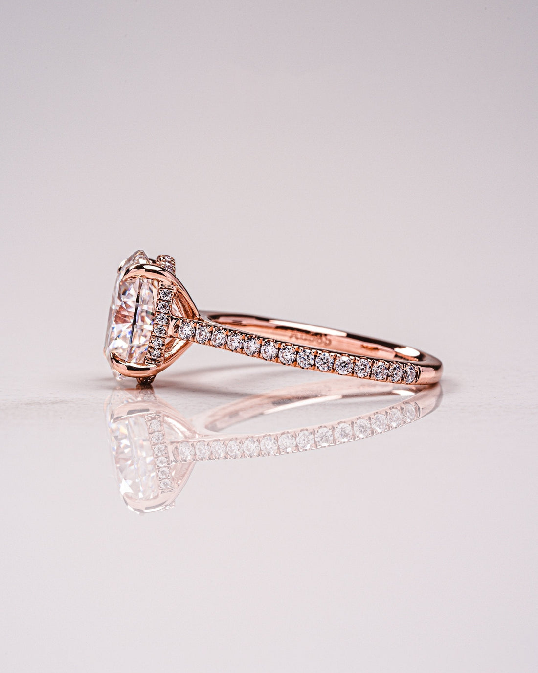 2.80CT Oval Moissanite Hidden Halo Pave Setting Engagement Ring