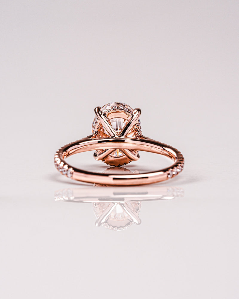 2.80CT Oval Moissanite Hidden Halo Pave Setting Engagement Ring