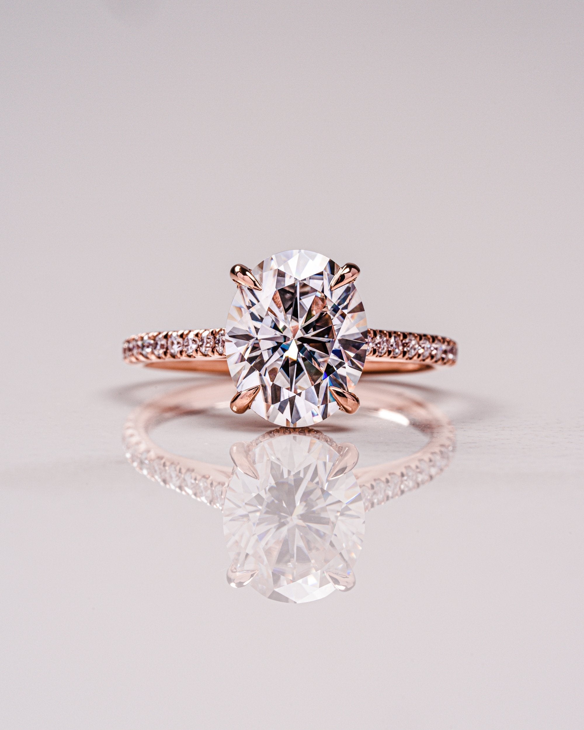 2.80CT Oval Moissanite Hidden Halo Pave Setting Engagement Ring