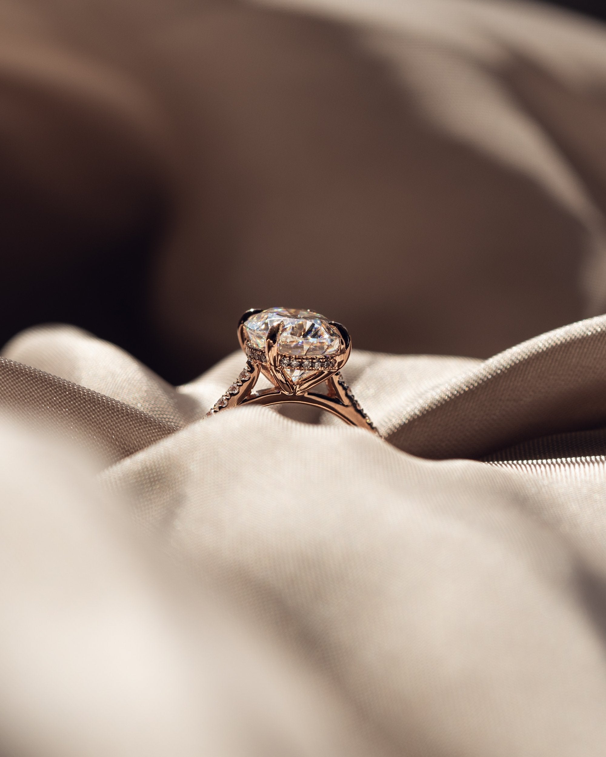 2.80CT Oval Moissanite Hidden Halo Pave Setting Engagement Ring