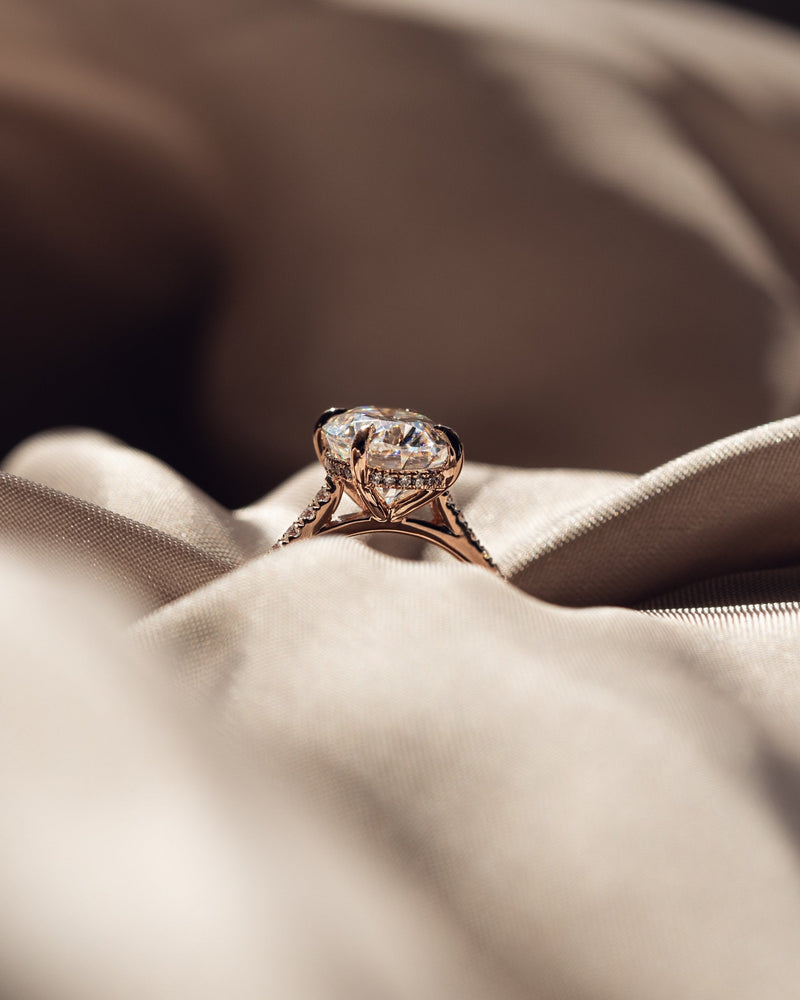 2.80CT Oval Moissanite Hidden Halo Pave Setting Engagement Ring