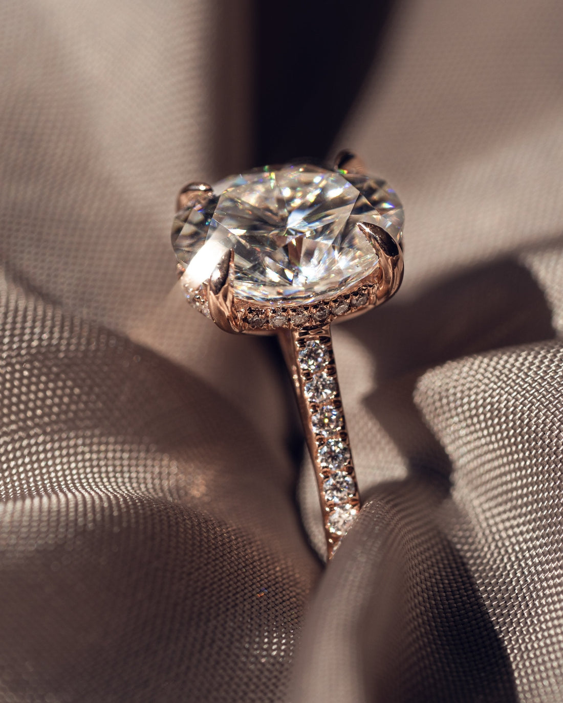 2.80CT Oval Moissanite Hidden Halo Pave Setting Engagement Ring