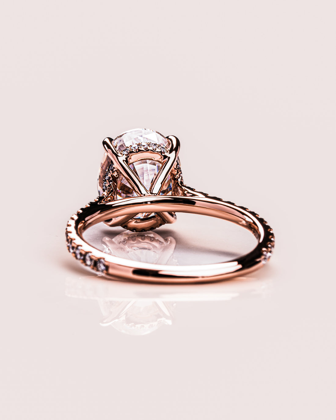 1.72-3.72 CT Oval  CVD Diamond Hidden Halo Pave Setting Engagement Ring