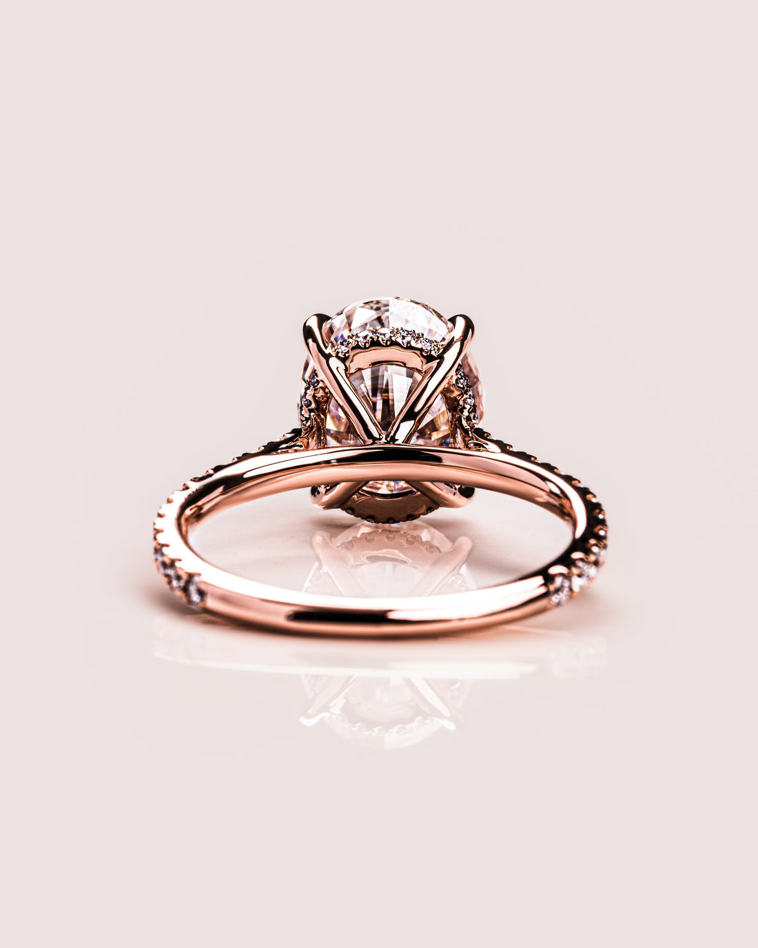 1.72-3.72 CT Oval  CVD Diamond Hidden Halo Pave Setting Engagement Ring