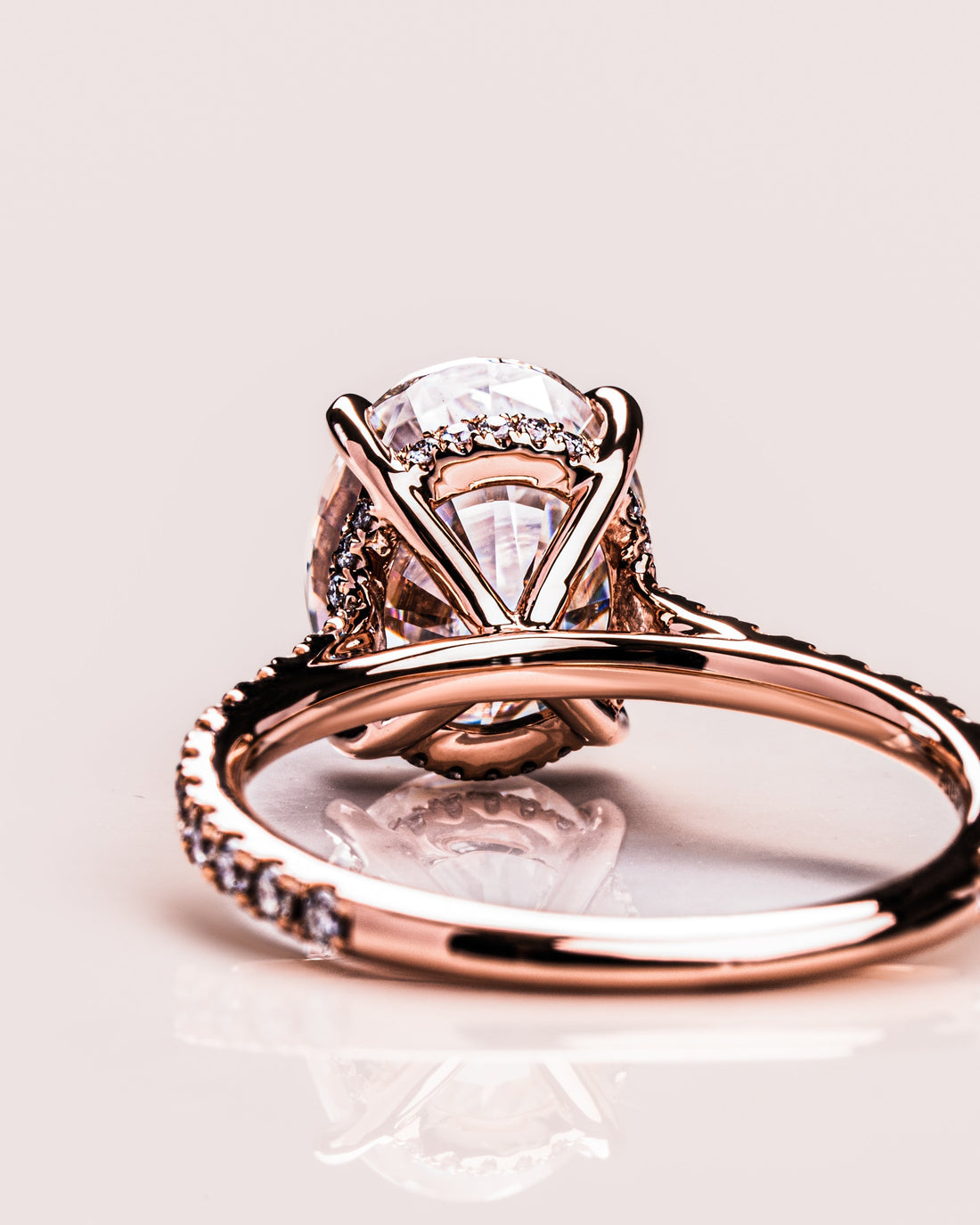 1.72-3.72 CT Oval  CVD Diamond Hidden Halo Pave Setting Engagement Ring