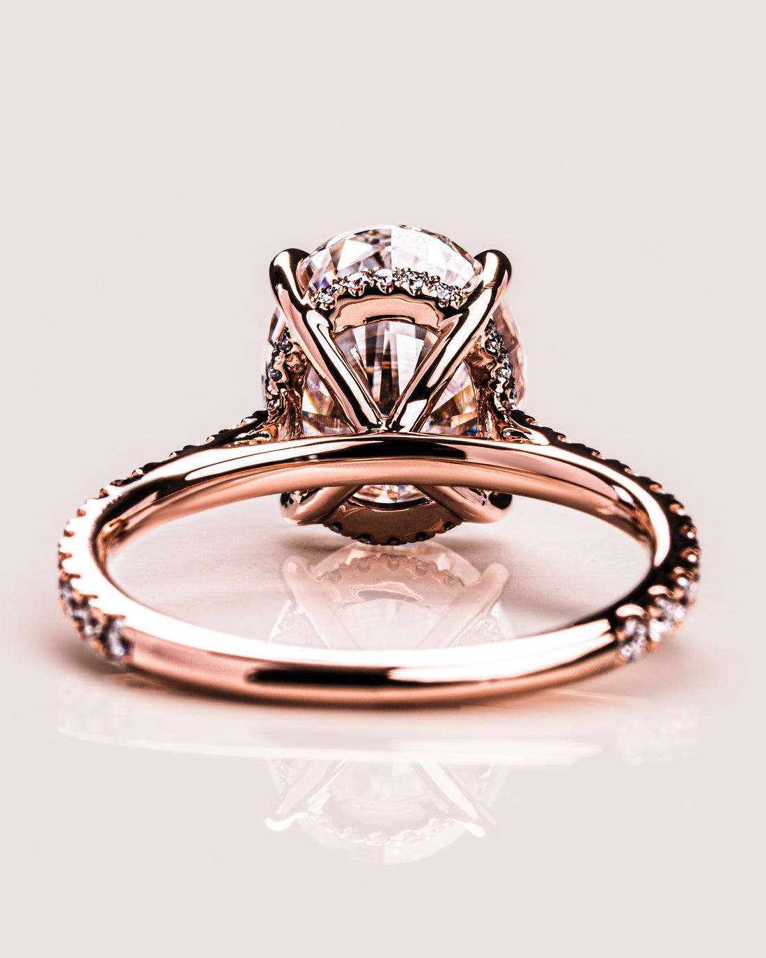 1.72-3.72 CT Oval  CVD Diamond Hidden Halo Pave Setting Engagement Ring