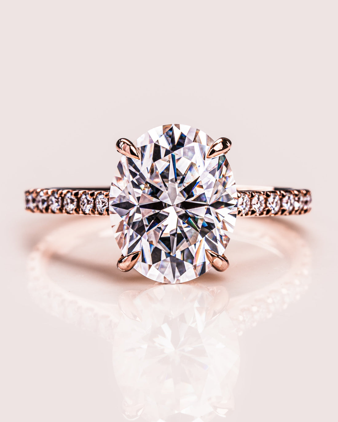 1.72-3.72 CT Oval  CVD Diamond Hidden Halo Pave Setting Engagement Ring