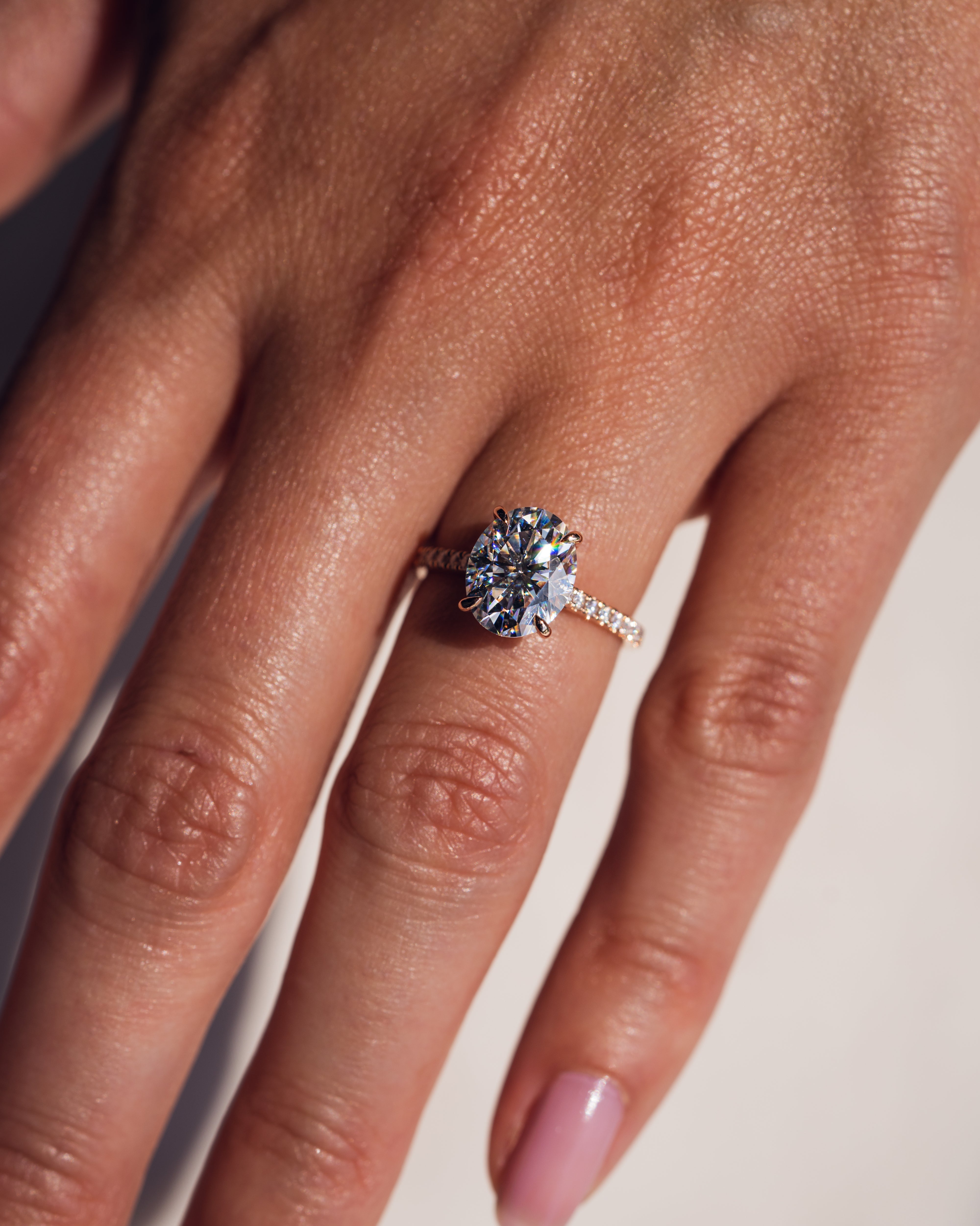 1.72-3.72 CT Oval  CVD Diamond Hidden Halo Pave Setting Engagement Ring