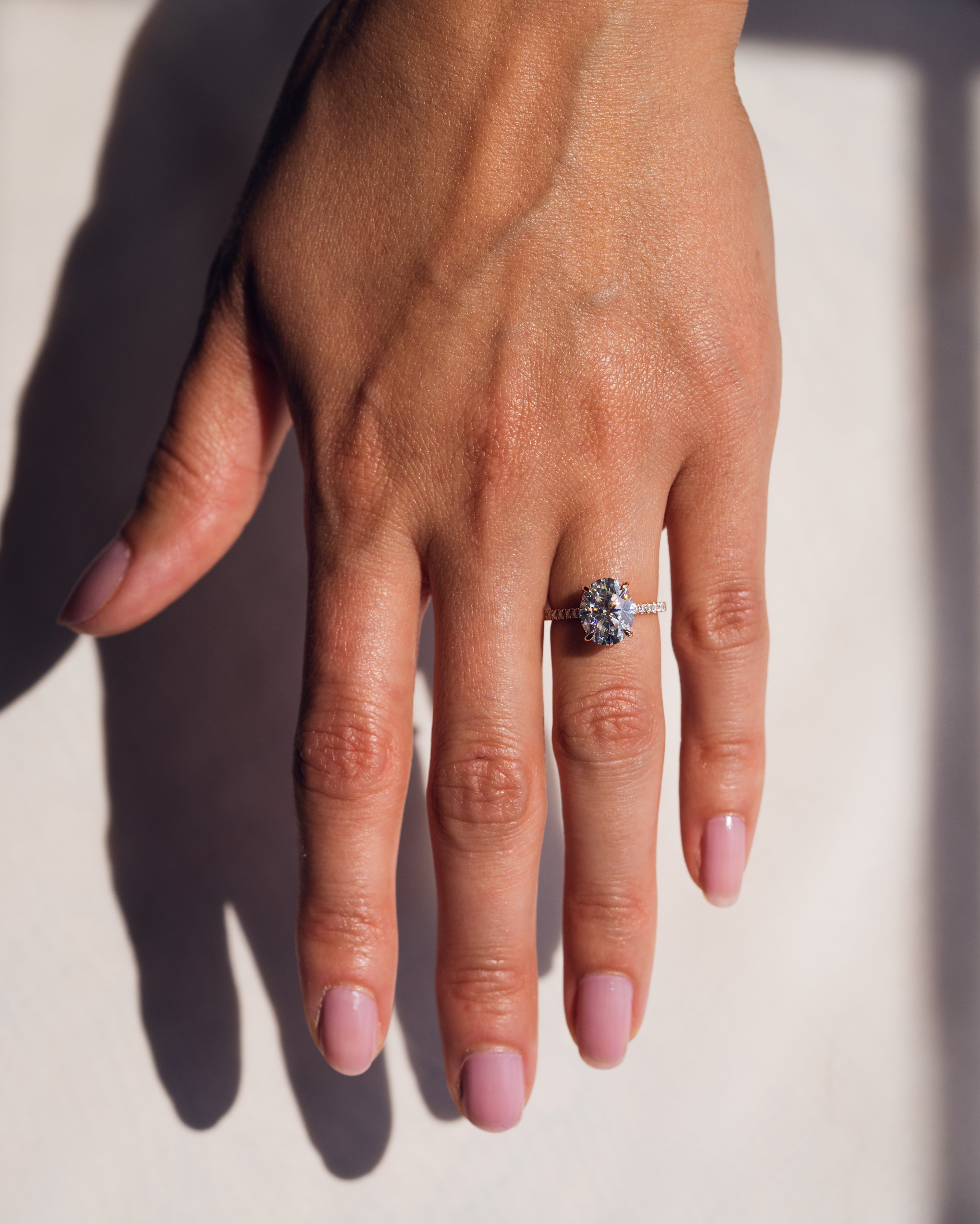 1.72-3.72 CT Oval  CVD Diamond Hidden Halo Pave Setting Engagement Ring