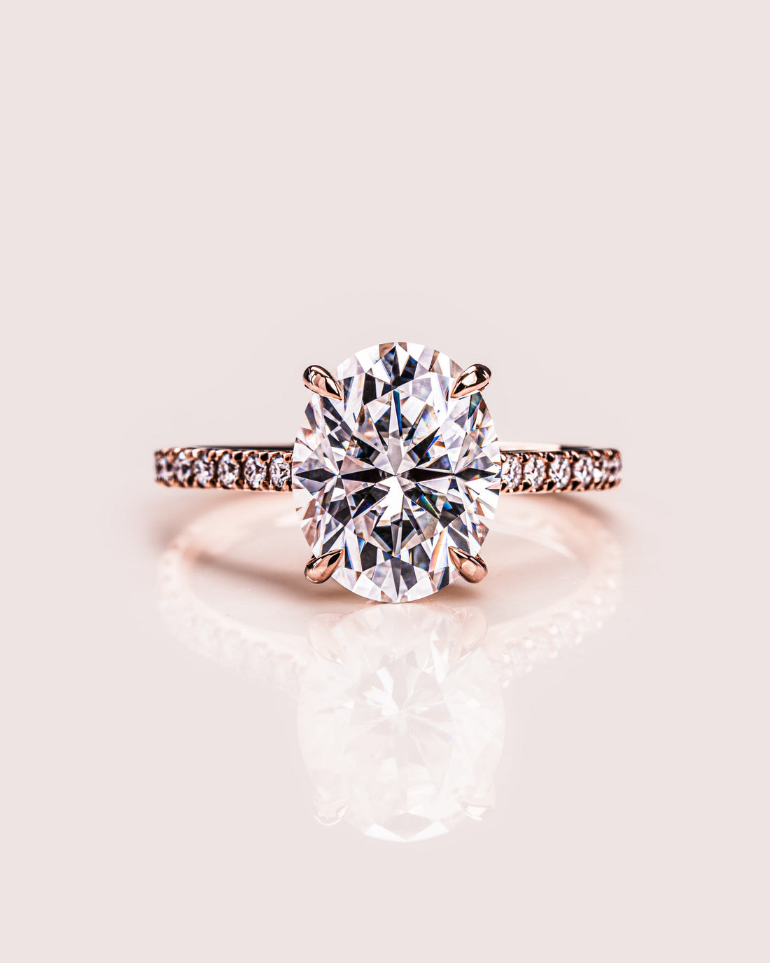 1.72-3.72 CT Oval  CVD Diamond Hidden Halo Pave Setting Engagement Ring